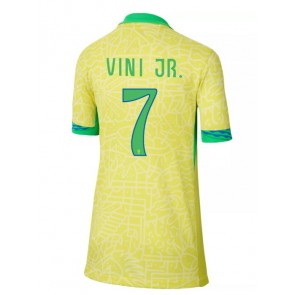 Brazílie Vinicius Junior #7 Dámské Domácí Dres Copa America 2024 Krátký Rukáv